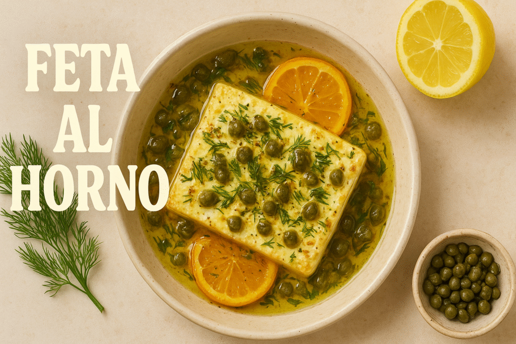 Feta con eneldo, alcaparras y cítricos