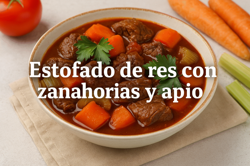 Estofado de res con zanahorias y apio