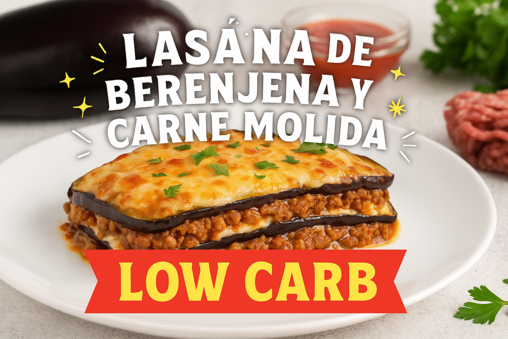 Lasaña baja en carbohidratos con berenjena y carne picada