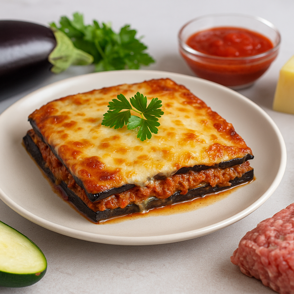 Lasaña baja en carbohidratos con berenjena y carne picada