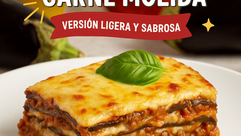 Lasaña baja en carbohidratos con berenjena y carne picada