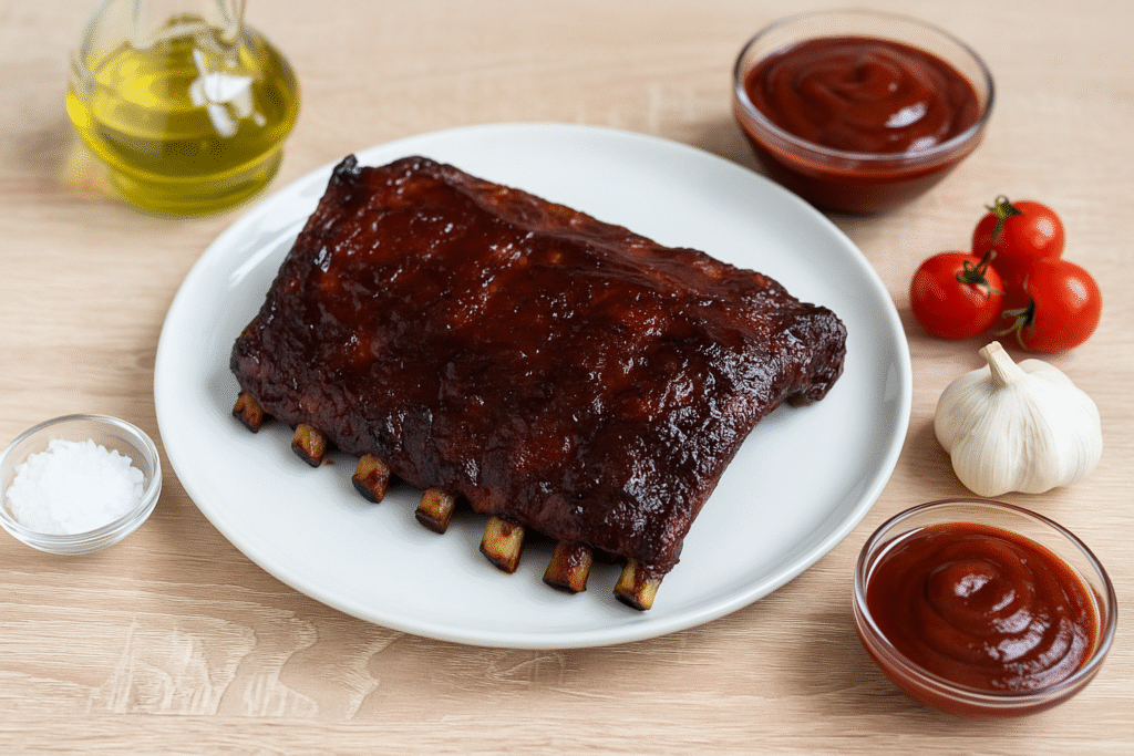 Costillas de cerdo al horno con salsa barbacoa keto