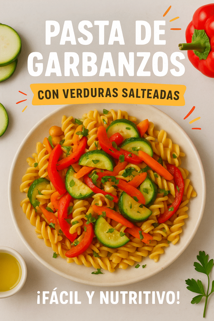 Pasta de garbanzos con verduras salteadas