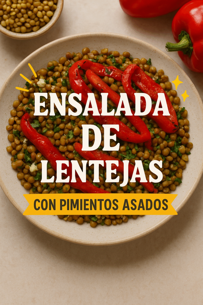 Ensalada de lentejas sencilla con pimientos asados